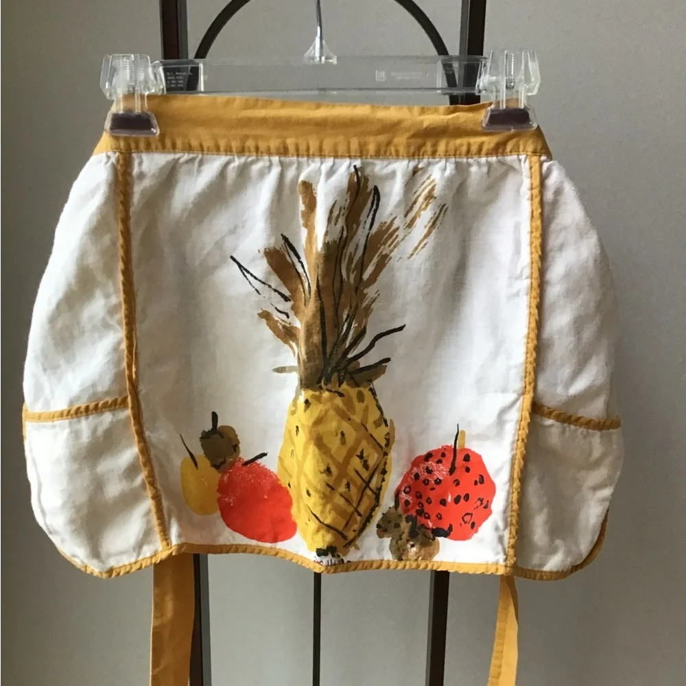 Vintage 2 Aprons Vera Neumann Retro 1960/1970 Half Apron Linen Gold Hostess‎ …